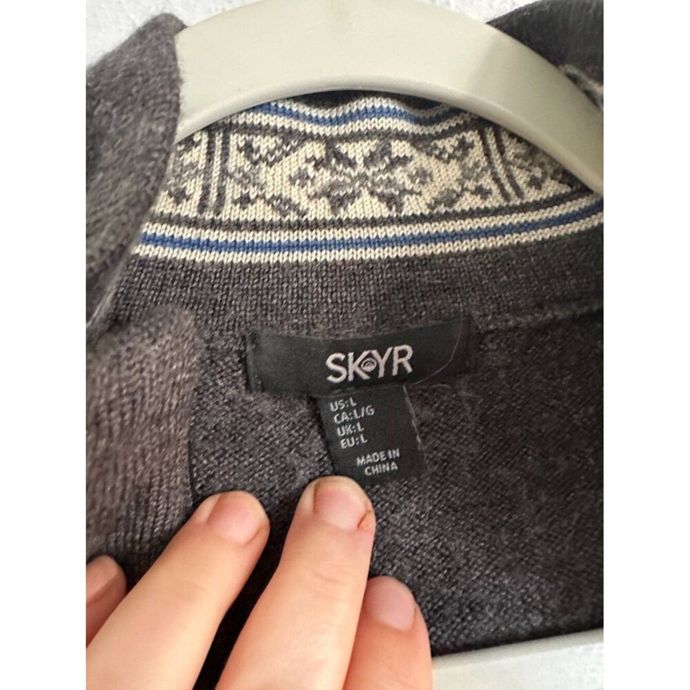 SKYR Merino Wool Quarter Zip Sweater Men’s L Gray Pullover Classic Minimalist - Picture 4 of 8